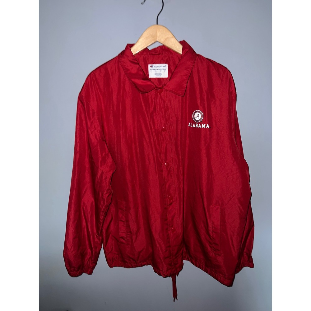 Champion Alabama Crimson Tide Coaches Jacket Red Snap Front Windbreaker XL